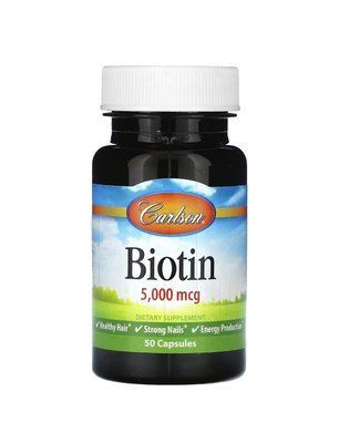 Біотин Carlson, 5,000 mcg, 50 Capsules 9887 фото
